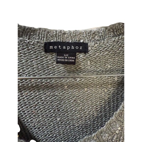 Metaphor Womens Silver Sequin Knit Sweater Size S - Picture 4 of 10